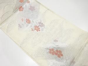 アンティーク　絽紗　露芝に花模様織り出し袋帯（材料）